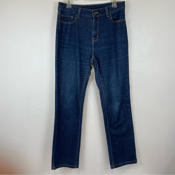 L.L. Bean Classic Fit Dark Straight Leg Blue Jeans Women’s Size 10 - Picture 1 of 13